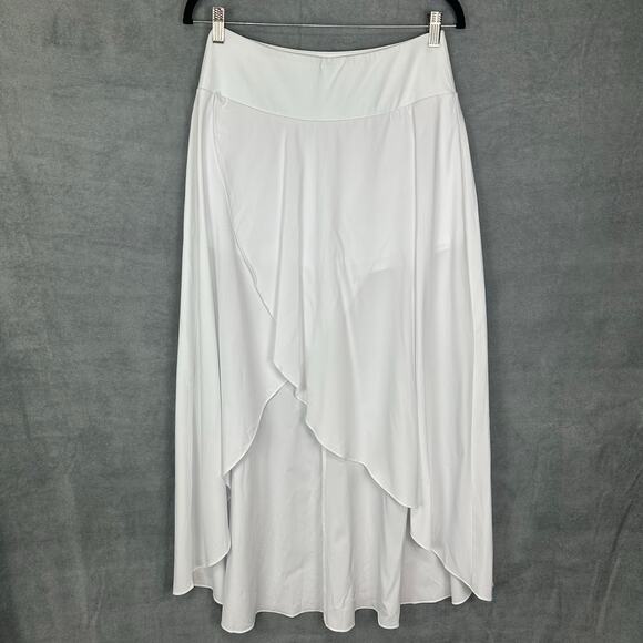 Halara Skirt Womens Medium White Breezeful High Low Ruffle Flowy Quick Dry Maxi - Picture 2 of 14